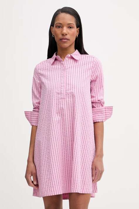Marc O'Polo sukienka koszulowa z lyocellem różowa w paski 5000008249