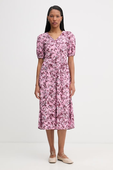 Marc O'Polo sukienka z wiskozą różowa w kwiaty 5000008258
