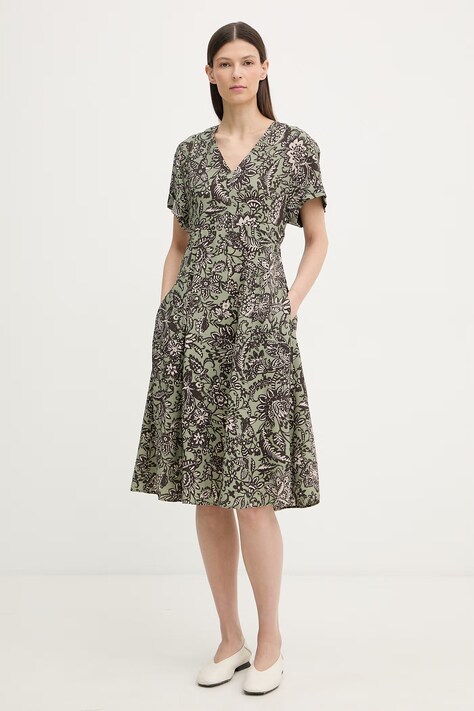 Marc O'Polo sukienka letnia z wiskozy zielona w kwiaty 5000013209