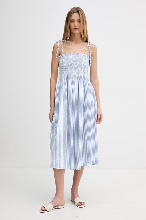 Tommy Hilfiger φόρεμα βαμβακερό SUMMER μπλε ριγέ WW0WW50545
