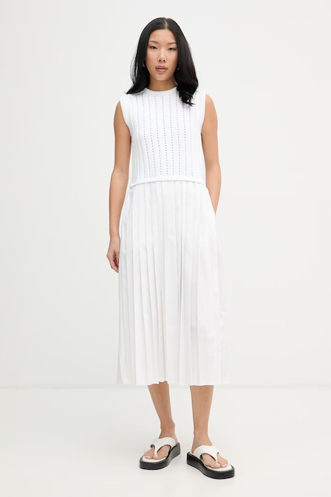 Iceberg šaty s rozšíreným strihom béžové hladké H051 0324