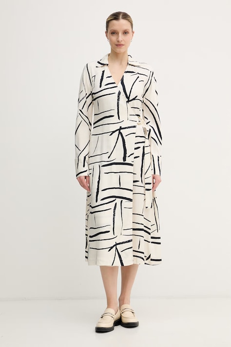 Tommy Hilfiger haljina na preklop od viskoze bež WW0WW48934