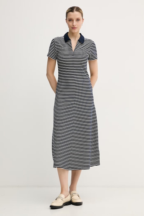 Tommy Hilfiger φόρεμα με lyocell σκούρο μπλε ριγέ (οριζόντιες ρίγες) WW0WW48745