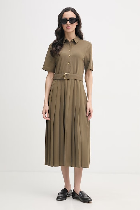 Tommy Hilfiger sukienka rozkloszowana zielona gładka WW0WW48756