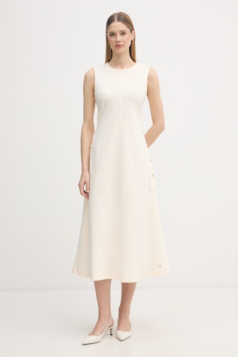 Tommy Hilfiger šaty s bavlnou béžové hladké WW0WW48774