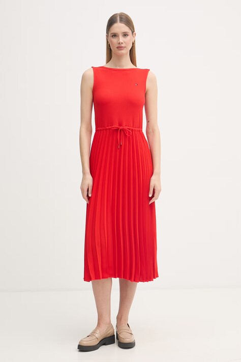 Tommy Hilfiger sukienka czerwona gładka WW0WW49312