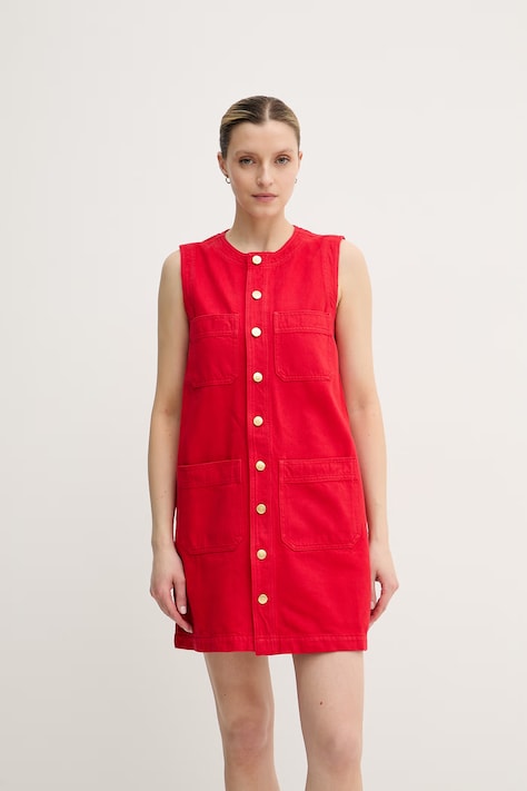 Tommy Hilfiger sukienka letnia bawełniana czerwona gładka WW0WW48584