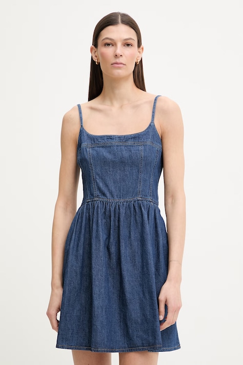 Levi's rochie evazată din denim JOLENE DENIM albastră 005IG-0001