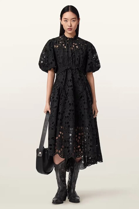 AllSaints розкльошена сукня ODETTE — SS26-SUD14Y, чорний — фото 3