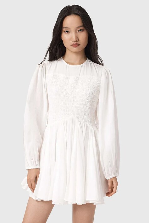 AllSaints φόρεμα flared βαμβάκι CHIA λευκό W014DE