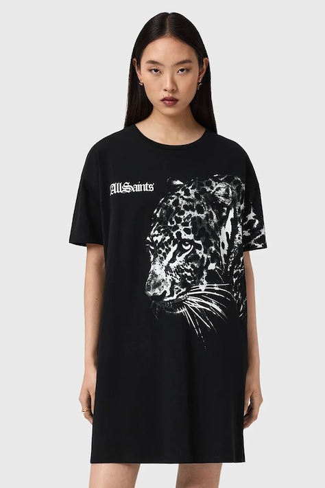 AllSaints sukienka bawełniana ZAYA kolor czarny mini prosta W053DE