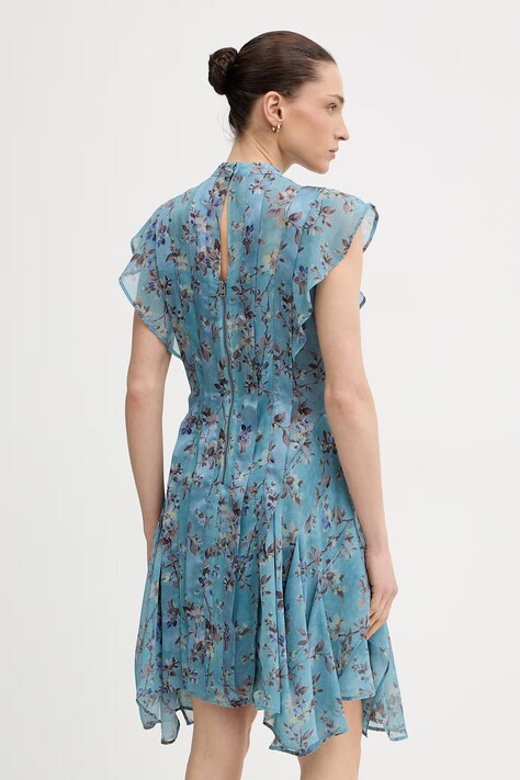 AllSaints sukienka FLEUR kolor niebieski mini rozkloszowana W115DE