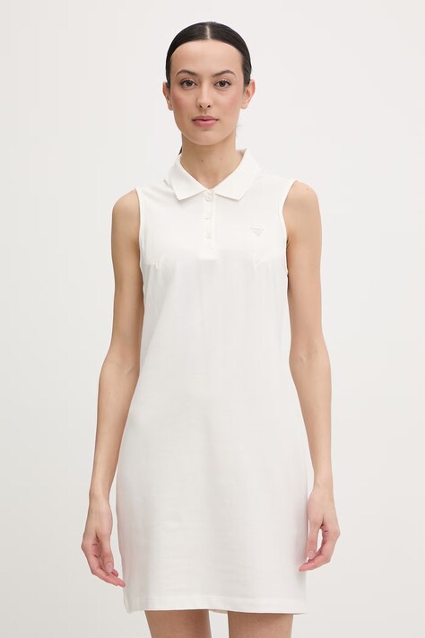 Guess sukienka bawełniana z elastanem SILVY beżowa gładka V6GK09 K3152