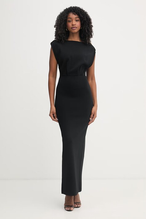 Elisabetta Franchi sukienka z wiskozą czarna gładka AM30B62E2