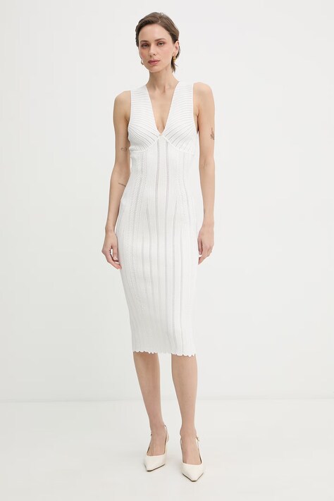 Elisabetta Franchi sukienka z wiskozy biała gładka AM36B62E2