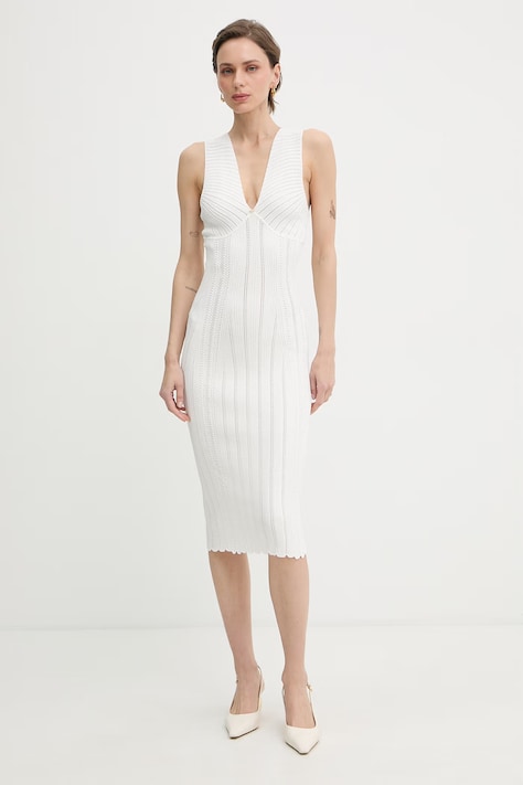 Elisabetta Franchi sukienka z wiskozy biała gładka AM36B62E2