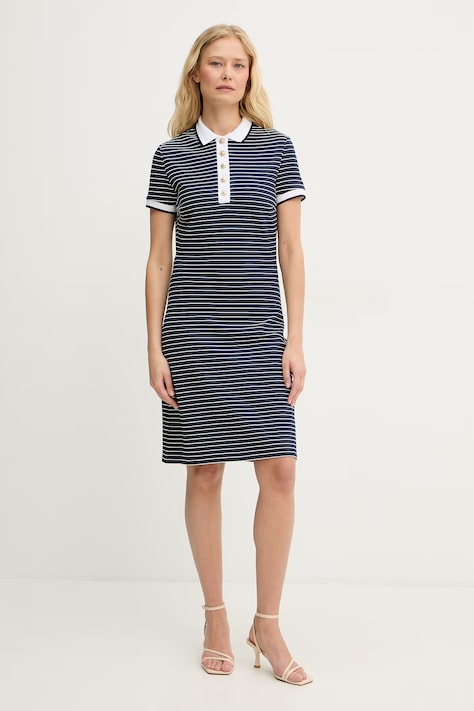 Guess šaty z viskózy ALPHONSINE tmavomodré pásikavé