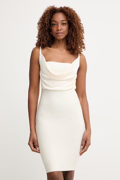 Guess sukienka bodycon z wiskozą ARISA beżowa gładka W6GK83 Z0686