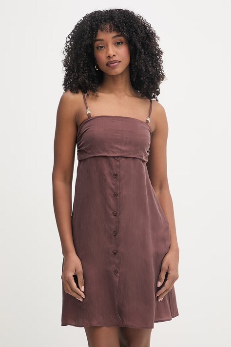 Patrizia Pepe sukienka z wiskozy brązowa gładka 2C1713 A752