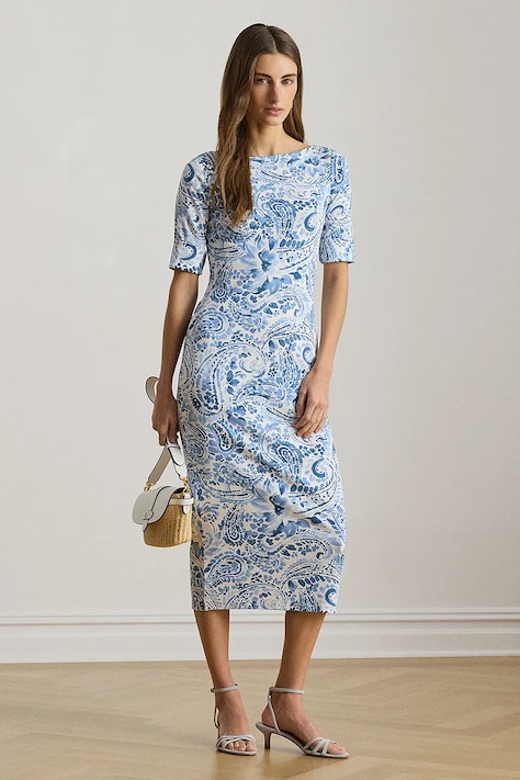 Lauren Ralph Lauren rochie din bumbac albastră 200B22023