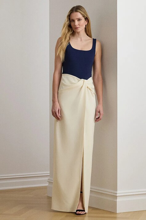 Lauren Ralph Lauren sukienka z wiskozą beżowa gładka 253P08747