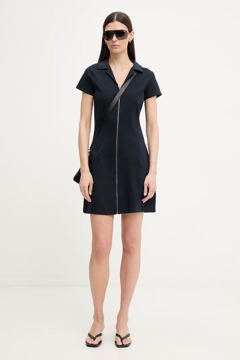G-Star сукня з віскозою Soft sculpt fit flare — SS26-SUD1AC, темно-синій — фото 2