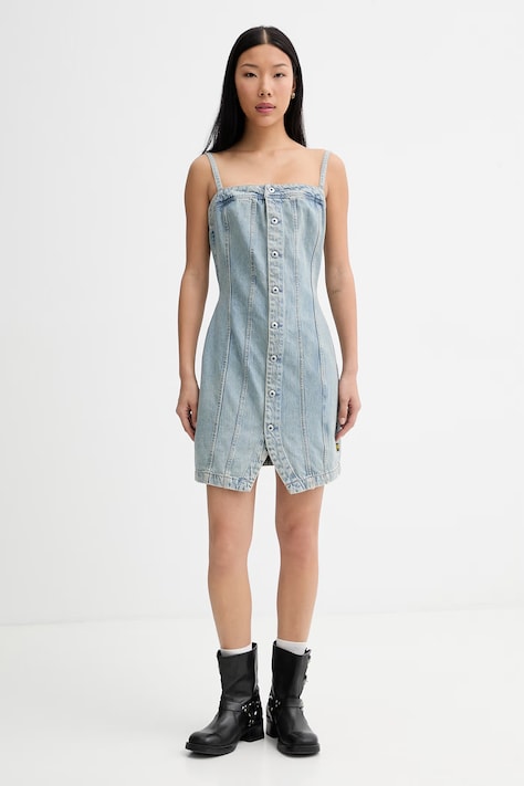 G-Star φόρεμα ντένιμ Kick Bustier μπλε απλό D28505-E352