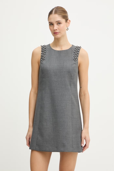 Платье с добавлением шерсти MAX&Co. MCOUGOLA цвет серый mini расклешённое 2616221071200