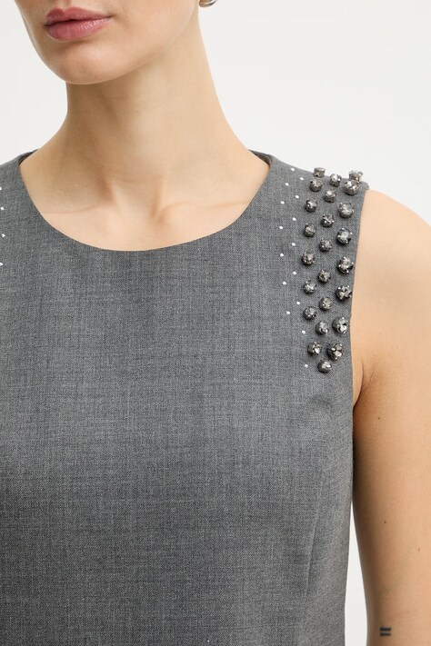 MAX&Co. sukienka z dodatkiem wełny MCOUGOLA kolor szary mini rozkloszowana 2616221071200