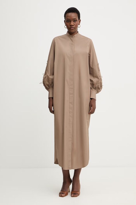 MAX&Co. sukienka bawełniana MCOSPORT kolor brązowy maxi prosta 2616221113200