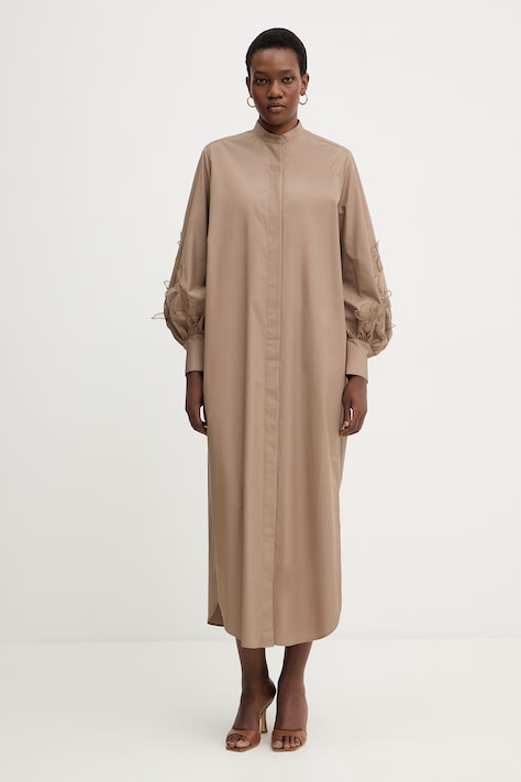 MAX&Co. sukienka bawełniana MCOSPORT kolor brązowy maxi prosta 2616221113200