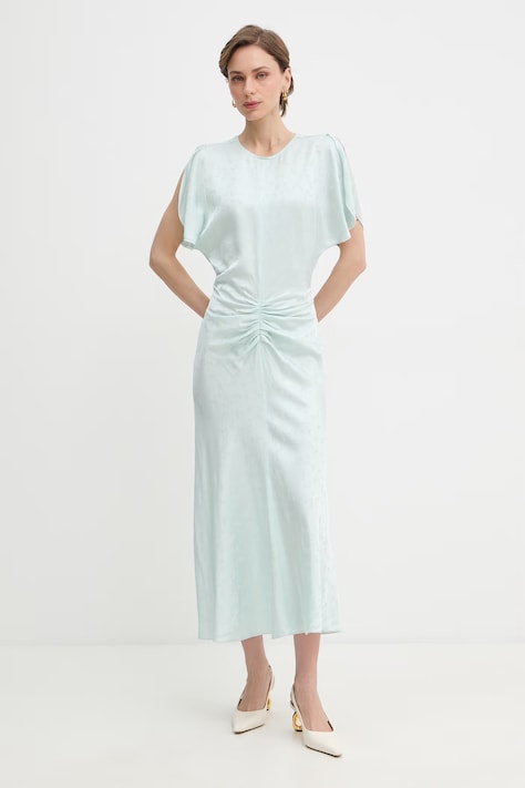 Victoria Beckham sukienka z wiskozy zielona w kwiaty 1226WDR005227T