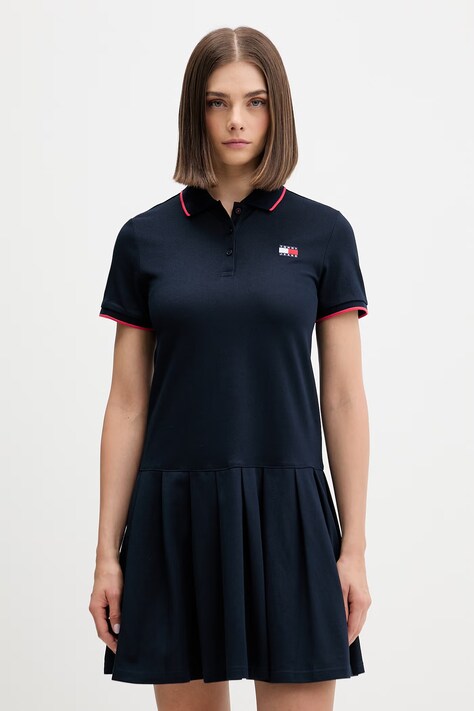 Tommy Jeans sukienka letnia z bawełną granatowa DW0DW22328