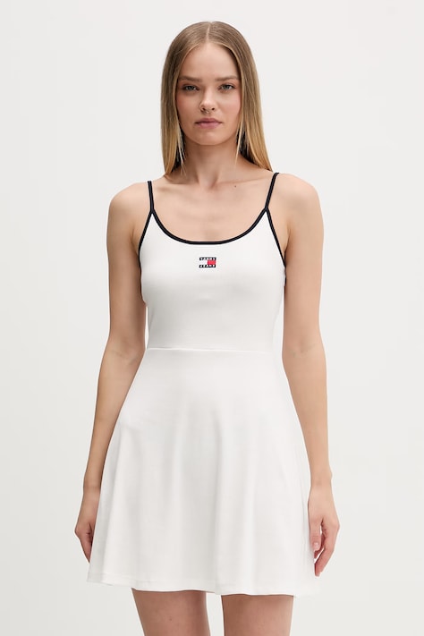 Tommy Jeans sukienka letnia bawełniana z elastanem biała DW0DW22335