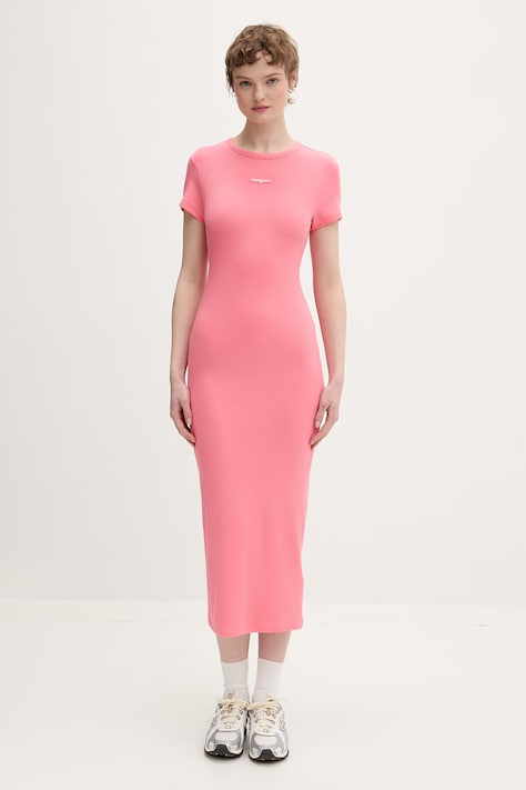 Tommy Jeans šaty s viskózou růžové hladké DW0DW22339