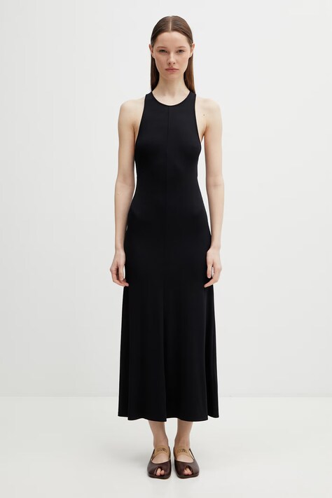 Maison Kitsuné sukienka gładka czarna QW01652KA0034