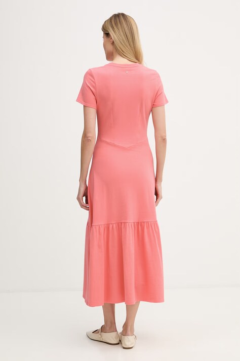 Bavlnené šaty Dkny oranžová farba, maxi, áčkový strih, DJ6D9175