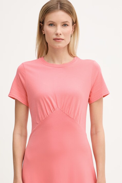 Dkny sukienka bawełniana kolor pomarańczowy maxi rozkloszowana DJ6D9175