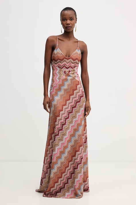 Missoni sukienka kolor pomarańczowy maxi dopasowana DS26SG29.BR014T