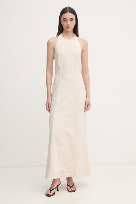 Gaudi sukienka halter z lnem beżowa 611FD15041