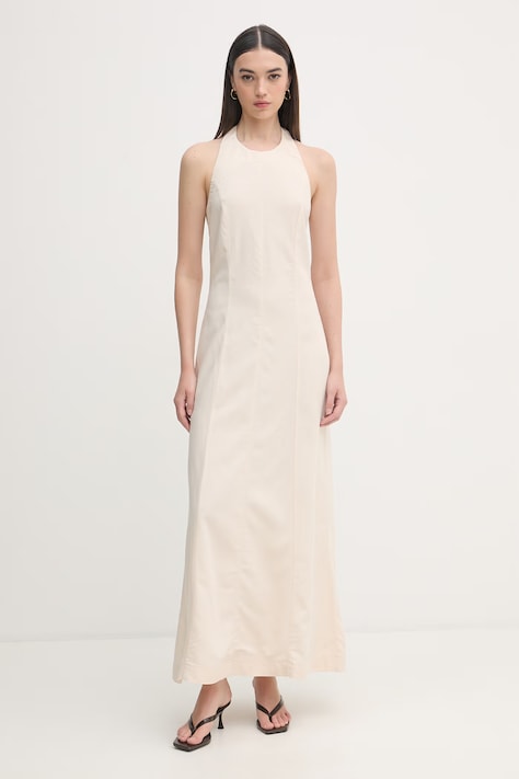 Gaudi sukienka halter z lnem beżowa 611FD15041