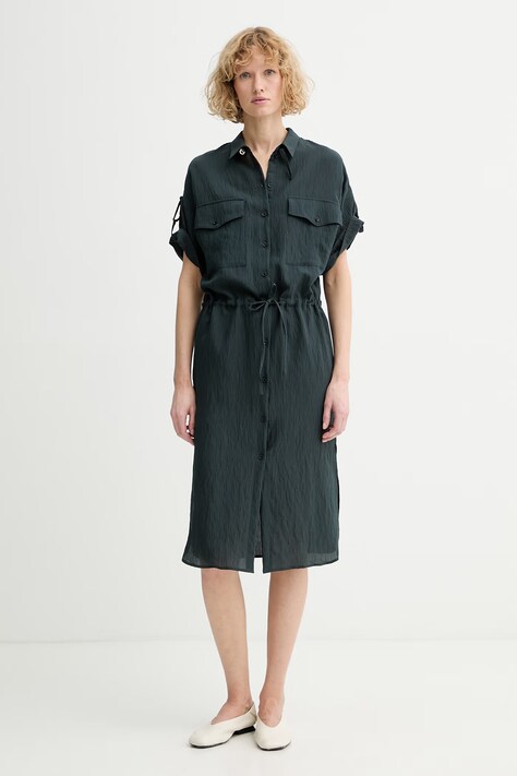 Sessun sukienka koszulowa z wiskozą zielona 26205043