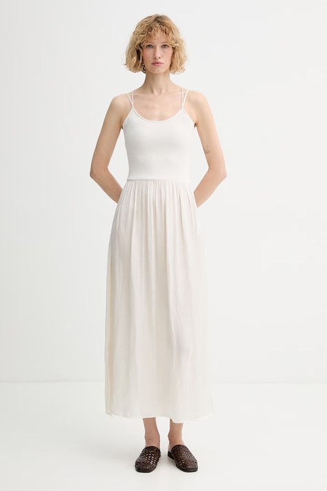 Sessun sukienka rozkloszowana beżowa gładka 26205039