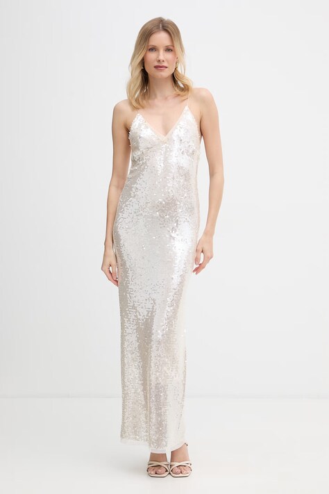 Forte Forte sukienka bieliźniana beżowa cekinowa 14893.my.dress