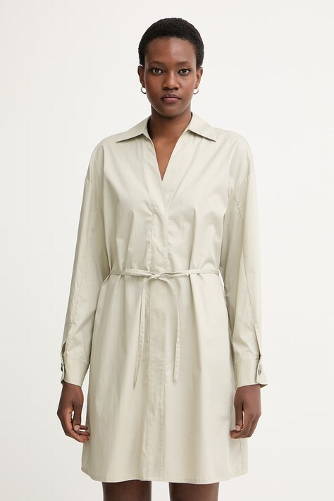 Armani Exchange haljina od pamuka bež bez uzorka XW002007 AF18862