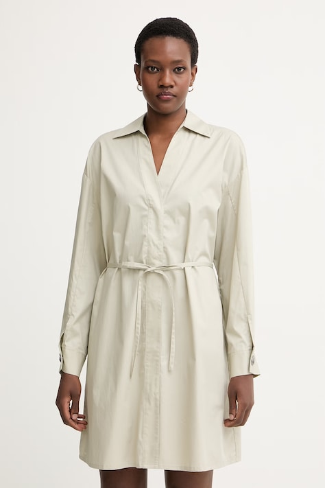 Armani Exchange haljina od pamuka bež bez uzorka XW002007 AF18862