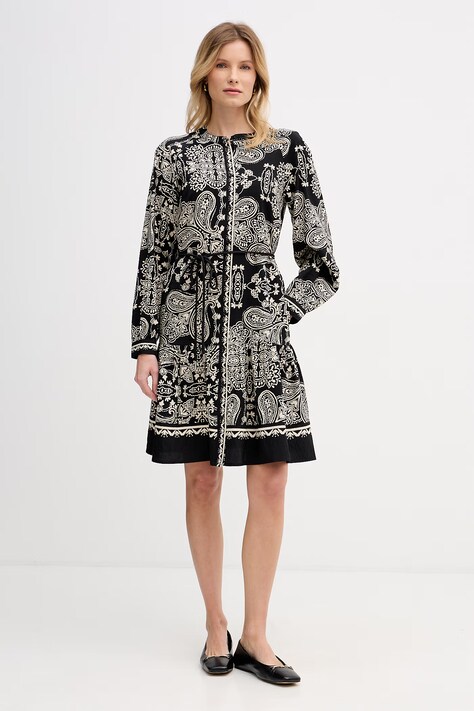 OUI Sukienka letnia z wiskozy czarna paisley 96630