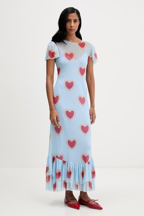 Never Fully Dressed sukienka kolor niebieski maxi prosta NFDDR3233