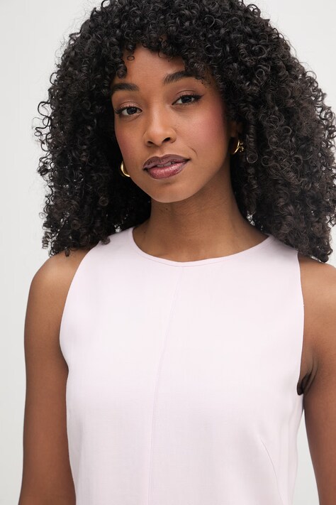 BOSS sukienka z lnem Dinderal różowa gładka 50557447