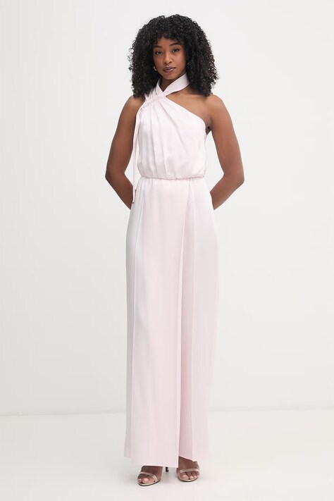 BOSS kombinezon asymetryczny damski z wiskozą Descarla różowy 50558299